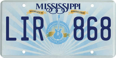 MS license plate LIR868