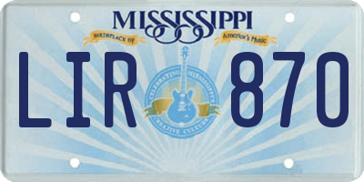 MS license plate LIR870