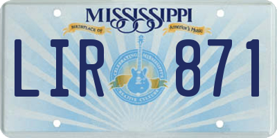 MS license plate LIR871