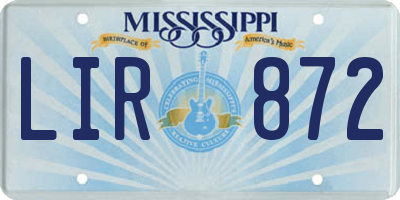 MS license plate LIR872