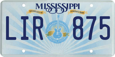 MS license plate LIR875