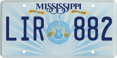 MS license plate LIR882