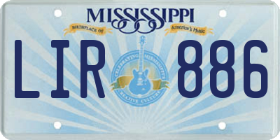 MS license plate LIR886