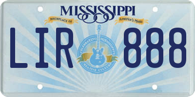 MS license plate LIR888