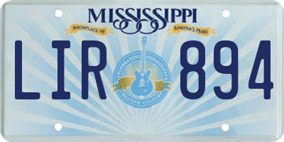 MS license plate LIR894