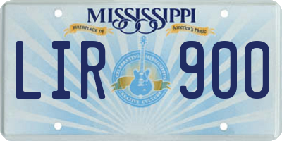 MS license plate LIR900