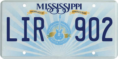 MS license plate LIR902