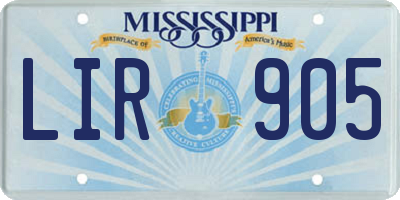 MS license plate LIR905