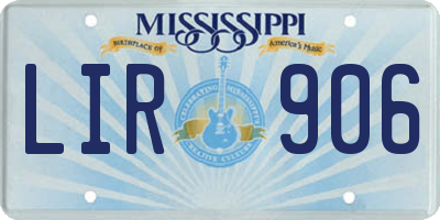 MS license plate LIR906
