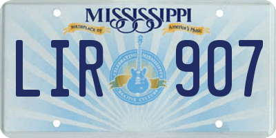 MS license plate LIR907