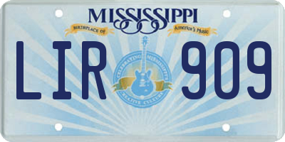 MS license plate LIR909