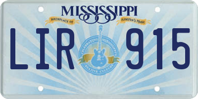 MS license plate LIR915