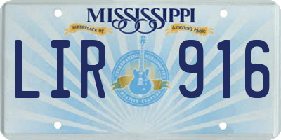 MS license plate LIR916