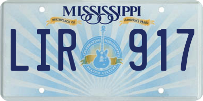 MS license plate LIR917