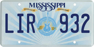 MS license plate LIR932