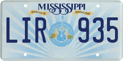 MS license plate LIR935