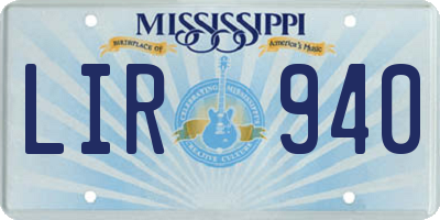 MS license plate LIR940