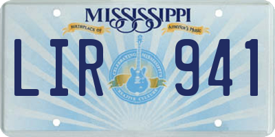 MS license plate LIR941