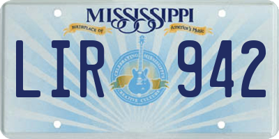 MS license plate LIR942
