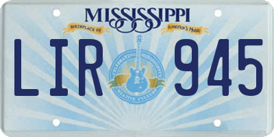 MS license plate LIR945