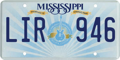 MS license plate LIR946