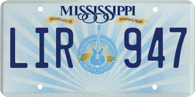 MS license plate LIR947