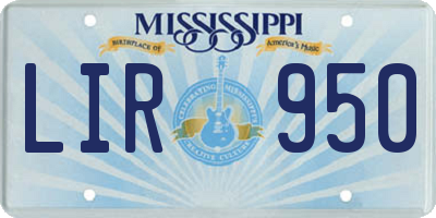 MS license plate LIR950