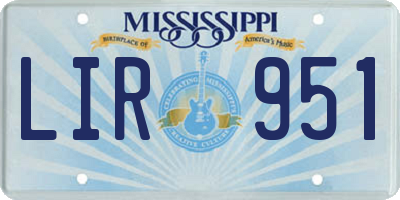 MS license plate LIR951
