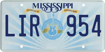 MS license plate LIR954