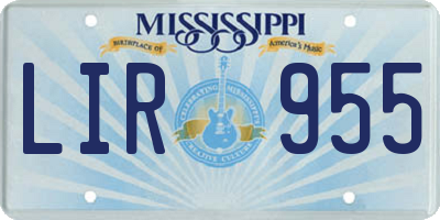 MS license plate LIR955