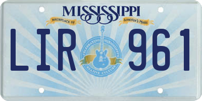 MS license plate LIR961