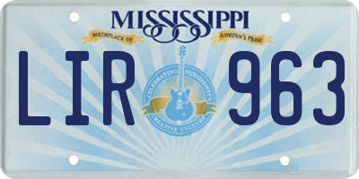 MS license plate LIR963