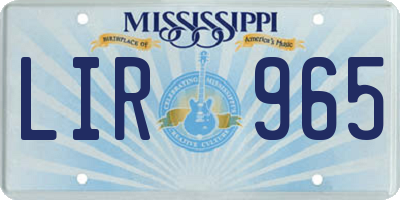 MS license plate LIR965