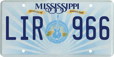 MS license plate LIR966