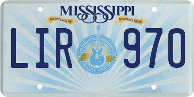 MS license plate LIR970