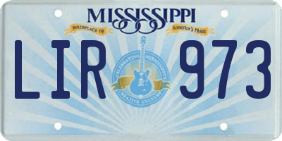 MS license plate LIR973