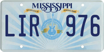MS license plate LIR976