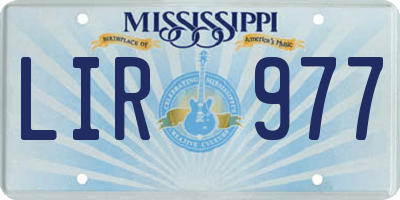 MS license plate LIR977