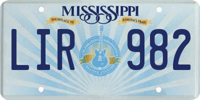 MS license plate LIR982