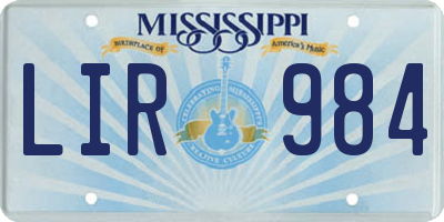 MS license plate LIR984
