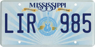 MS license plate LIR985