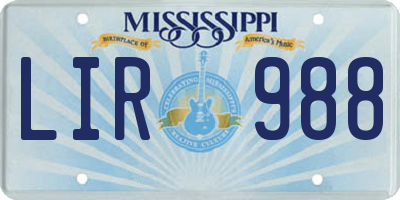 MS license plate LIR988