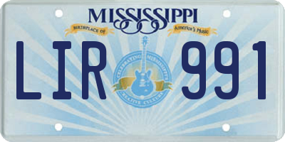 MS license plate LIR991
