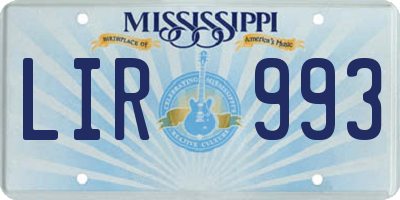 MS license plate LIR993