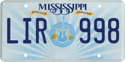 MS license plate LIR998