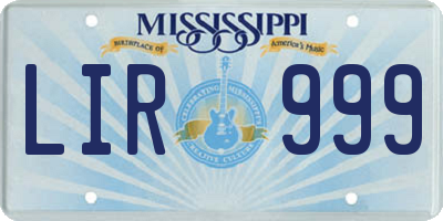 MS license plate LIR999