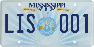 MS license plate LIS001