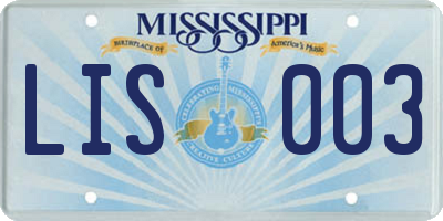 MS license plate LIS003