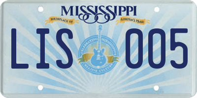 MS license plate LIS005