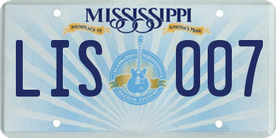 MS license plate LIS007